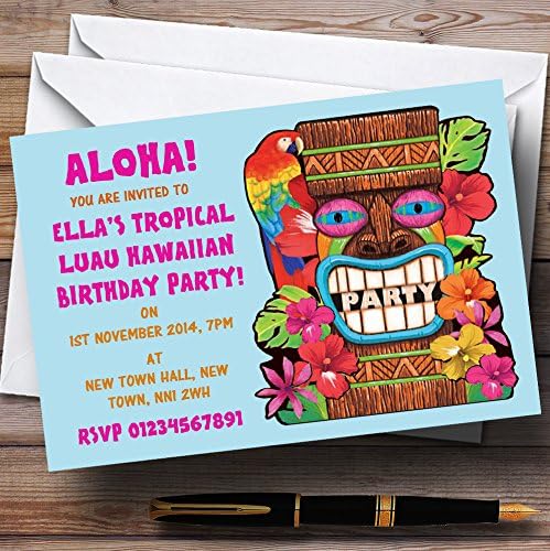 Aqua Tropical Luau Hawaiian Personalized Party convites