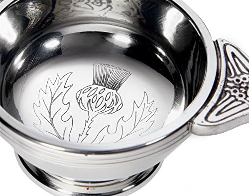 I Luv Ltd Scottish Quaich Small Thistle Flower Flor Graved Bowl Bowl