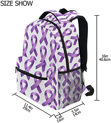 Junzan Breast Cancer Ribbons roxo Aconselhar laptop mochila de 16 polegadas Bolsas de viagem escolar bolsas de viagem para crianças
