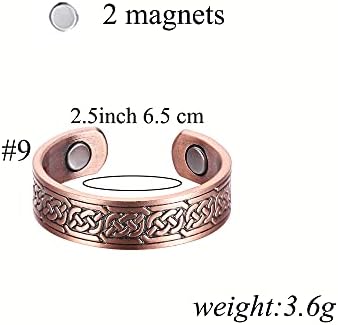 Pulseira magnética de cobre para casais homens e mulheres anel de cobre Anel ajustável Bracelete magnética conjuntos