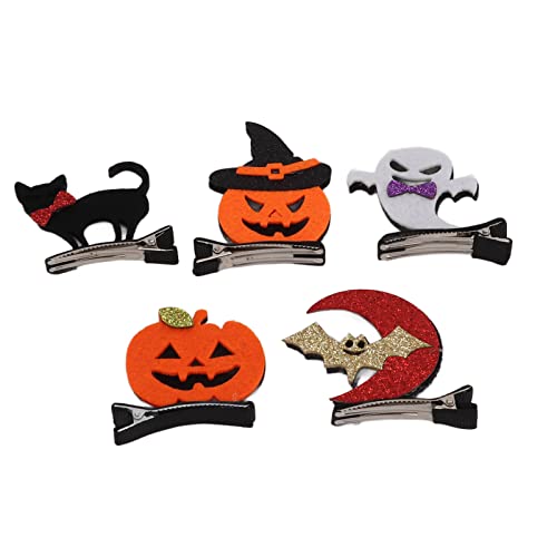 Clipes de cabelo de Halloween, 10pcs Girls Alligator Clips Bat Pumpkin Ghost Cat Witch Hat Rearrettes, Cosplay de Halloween Acessórios