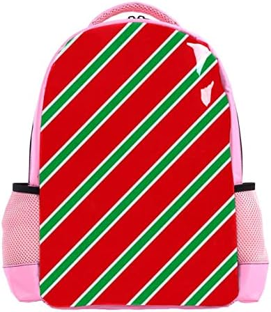 Mochila de viagem VBFOFBV para mulheres, caminhada de mochila ao ar livre, mochila casual de mochila, listras verdes vermelhas Natal