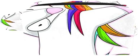 Bolsa de maquiagem tbouobt bolsa de bolsa cosmética bolsa bolsa com zíper, desenho animado de unicórnio de animal arco -íris