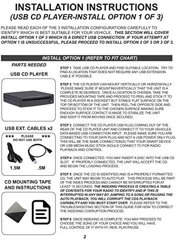 Mito Auto - Kit de CD player USB Deluxe - Instalação Universal em todos os veículos, preto