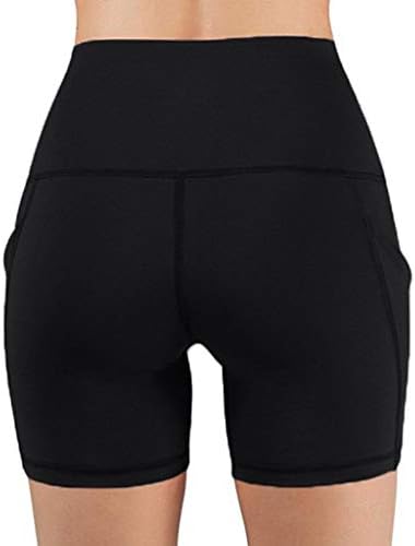 RUIVE DE CISTA de alta cintura shorts de ioga para mulheres que executam calças de ioga sólidas de shorts de quadro de bolso fitness