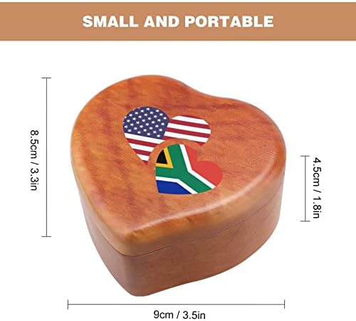 South_Africa Use Flag da caixa de madeira vintage Caixa musical da caixa de música em forma de coração Gifts para