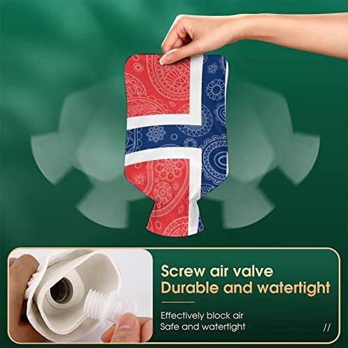 Noruega Paisley Flag Garrafa de água quente 1000 ml com tampa macia Removável Saco de injeção de água de pacote frio