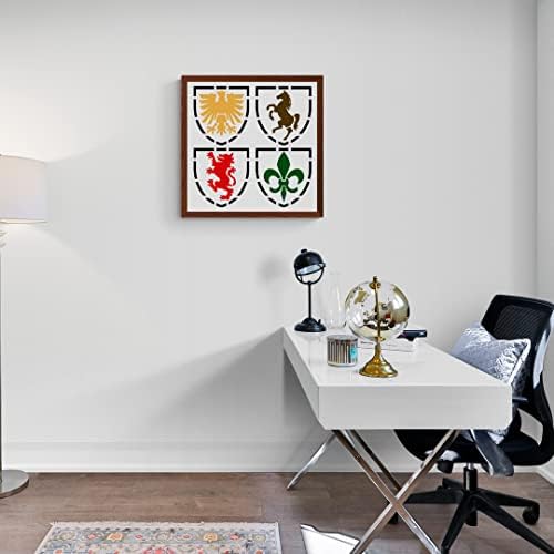 Estêncil Heraldic Crest Bat of Arms Family Best Vinyl Grandes estênceis para pintar em madeira, tela, parede, etc. Multipack | Material de cor branca de grau Ultra Show de grau