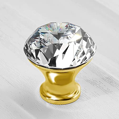 Jingdi armário de cozinha maçaneta gaveta puxar hardware de base dourada cristalina clara de vidro redondo em forma de diamante cômoda armário de banheiro armário de mesa de mesa de mesa