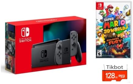 O mais novo pacote Nintendo Switch: Gray Joy Con - HAC -001, Super Mario 3D World + Bowser's Fury Game e Micro SD 128GB