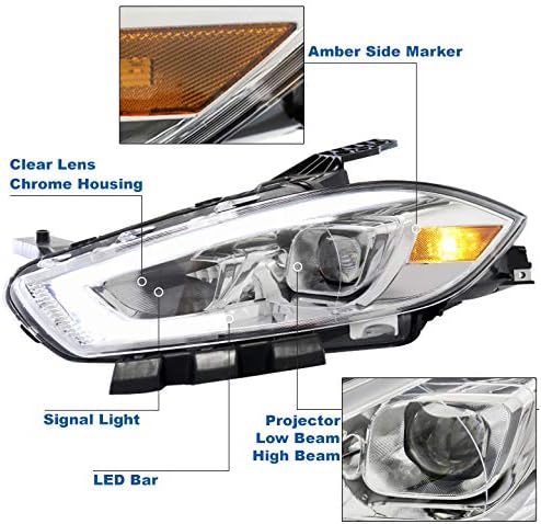 ZMAUTOPARTS LED TUBO PROJETOR DE TUBO LAMPLES DE CHROME W/6.25 LED LED azul Luzes compatíveis com 2013- Dodge Dart