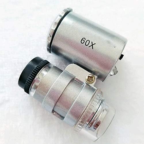 Wykdl HD 60 vezes Mini microscópio portátil de alta ampliação de lupa portátil com jóias de moedas de luz LED Avaliação antiga