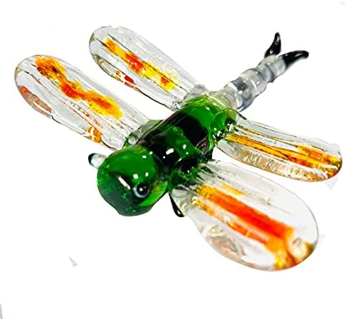 Ditmogf Conjuntos de 4 dragonfly de vidro de vidro de vidro transparente de vidro de vidro de vidro de vidro figurina de vidro de vidro colorido de vidro de cristal dragonfly de vidro transparente de vidro de vidro soprado