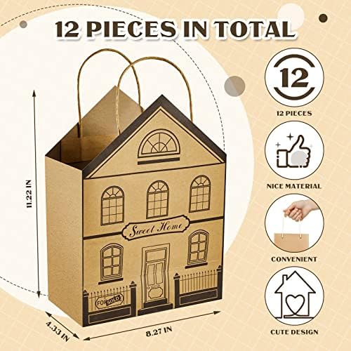 12 peças House Sacos de presente em forma de papel sacolas de papel com alças do agente imobiliário Presentes da casa