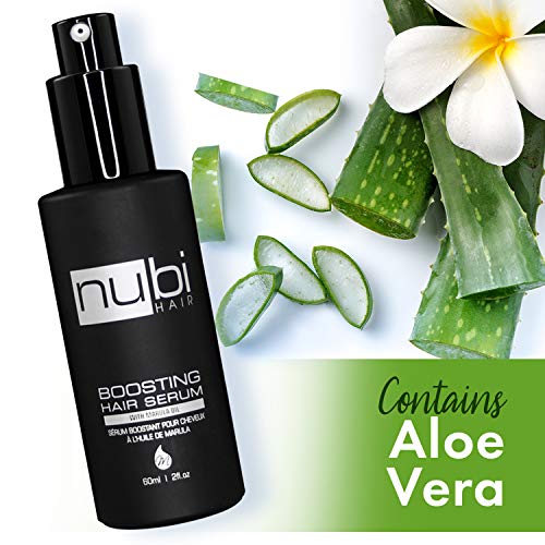Nubi Boosting Hair Serum - Marula Oil Hair Serum com vitamina E e Aloe vera - Marula Sorum para reviver cabelos secos