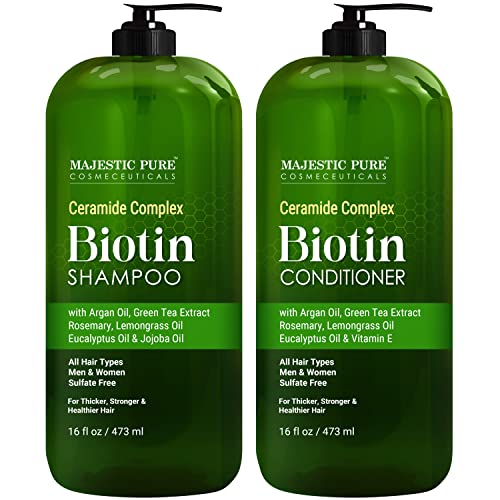 Majestic puro shampoo e conjunto de condicionadores de biotina - com óleos essenciais e ceramidas - ajuda o crescimento