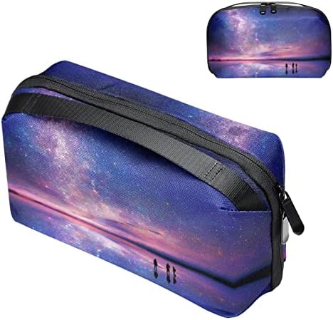 Carteira de bolsa de bolsas de viagem de caixa de caixa de transportar carteira de bolso para organizador de cabo USB, Night Aurora