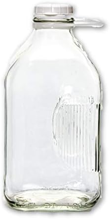 2 qt garrafa de leite de vidro, 64 oz, vidro pesado com tampa, estilo de cremaria