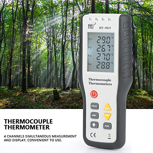Termopar termômetro 4 canal K Tipo HT -9815 Testador de temperatura do termômetro digital LCD com estojo de armazenamento, faixa de medição - 200 ° C ~ 1372 ° C