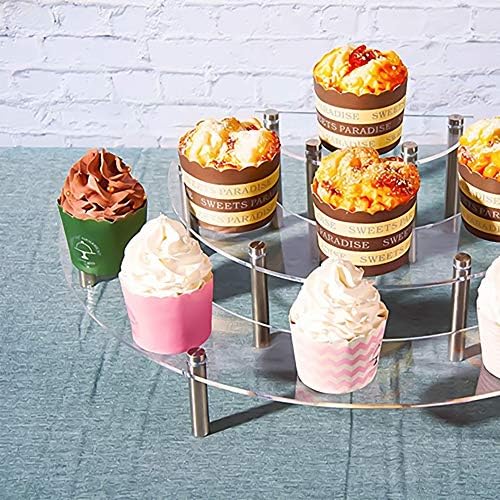 Uxzdx cupcake cupcake bolo de aniversário exibir suporte transparente de acrílico de acrílico para servir prato de 3 camadas