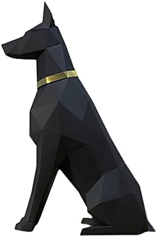 WLL-DP Modelagem de cães de tamanho médio Modelo de papel 3D Troféu de papel de escultura de papel 3D Troféu criativo Origami Puzzle Geométrico decoração de casa Handmade, preto