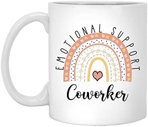 Suporte emocional Caneca de colegas de trabalho, Rainbow Work Bestie Gift, Melhor Amigo de Aniversário de Aniversário 11oz, White, MUG-7ervrshnrs-11oz