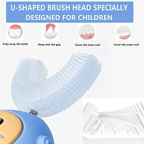 Escova de dentes elétrica ultrassônica em forma de U Suohui Kid, 3 modos limpos, impermeável ipx7, 360 ° de silicone escova