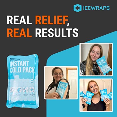 ICEWRAPS 4X7 Pacote frio instantâneo - Caixa de 50 | Pacote de gelo instantâneo da compactação fria para alívio da dor muscular, ciática, dor de dente | Pacotes de gelo descartáveis ​​para lesões | Pacotes de gelo instantâneos para primeiros socorros e esportes