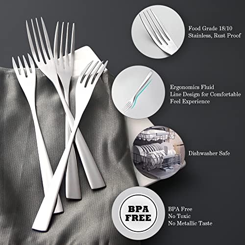 Garfos de jantar de 12 peças Conjunto de -9,1 polegadas, Yfwood Top Grade Food Stainless Stoinless Forks Long, bobs