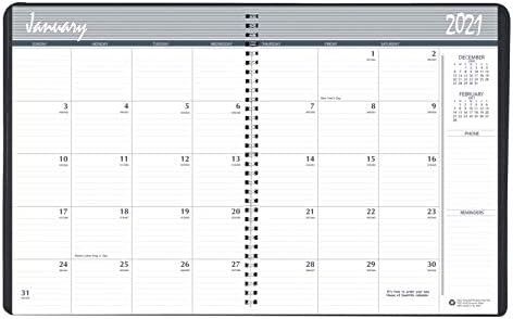 House of Doolittle 2021 Calendar Planner, mensalmente, capa dura preta, 8,5 x 11 polegadas, dezembro - janeiro