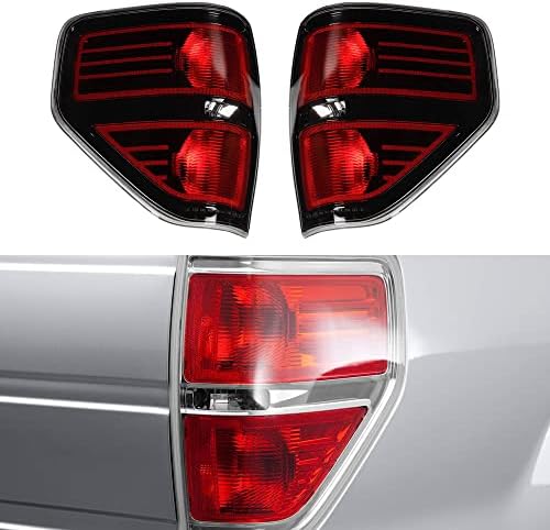 Luzes traseiras do par de prata Dasbecan Lâmpadas traseiras Lâmpadas de freio Conjunto Compatível com 2009-2014 Ford F150 SVT substitui