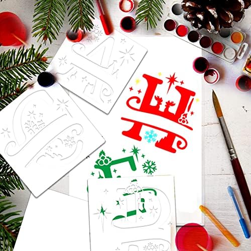 26pcs Carta de Natal Estêncils Modelos de estênceis de alfabetismo reutilizáveis ​​para madeira de férias de Natal, parede, tecido, quadro -negro, sinal, Projetos de arte DIY decoração