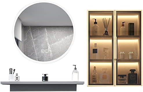 Armário de remédios para banheiro iluminado por espelho Razzum Mirror com espelho de espelho com luzes com luzes e organizador de armazenamento de desfiladeiro
