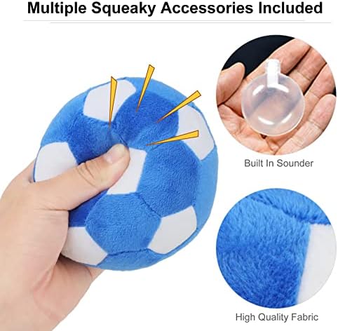 Tonyfy Dog Toys Balls - Futebol de pelúcia mastigável para cães, Pet Soft Pet Squea