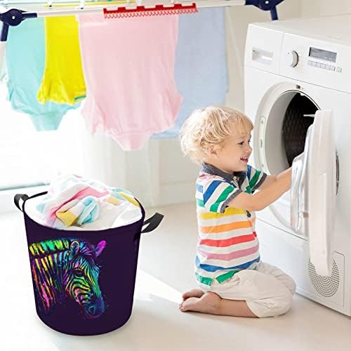 Neon multicolorido zebra retrato lavanderia cesto cesto de lavanderia cesto para lavar roupas de armazenamento de roupas