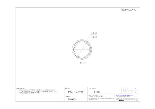 Timken L433749 rolamento de rolamento cônico, cone único, tolerância padrão, furo reto, aço, polegada, 6,5000 ID, 1,0310