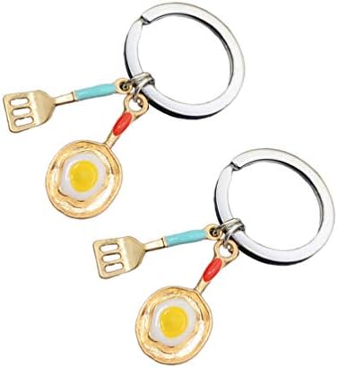 AMOSFUN CRIANÇAS PRESENTES 2PCS Metal Keychain Chef Keychain Fring Pan Key Ring Party Supplies Titular Pingente de chave para crianças Correntes -chave