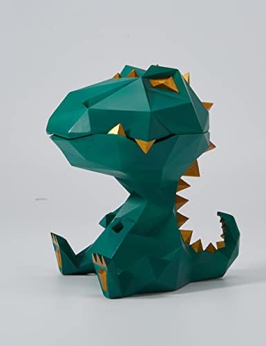 Haucoze Candy Dish Cookie Jar Dinosaur Gifts Sculpture estátua Decoração Polyresin Fatuine Green 7,1 polegadas
