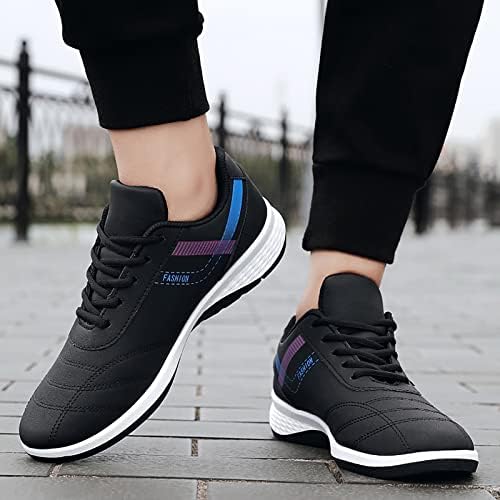 Tênis sgaogew mass pretos lances up para tênis casuais de moda tênis para andar sapatos de couro para caminhadas de sapatos