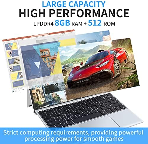【Veja 11 Pro/Office 2019】 12,3 polegadas 3K FHD IPS Touchscreen Touchscreen PC Pacado Laptop 2-em-1 com teclado destacável, CPU Celeron J4125, RAM de 8 GB, 512g SSD, tipo-C*2, WiFi (8g+512g）