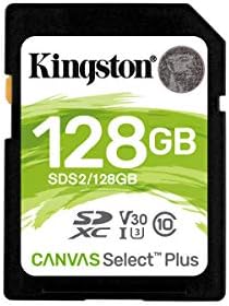 Kingston 128GB SDXC Canvas Select Plus 100MB/S Leitura Classe 10 UHS-I U1 V30 Cartão de memória