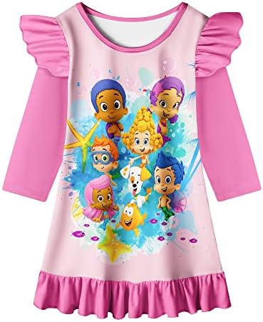 Irmã.Studio Bubble Cartoon Dress para criança meninas para crianças meninas de bebê Prind vestidos casuais Kid de 3 a 6 anos