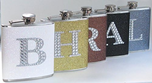 5 frascos que você escolhe as cores de noiva personalizada noiva damas de noiva Glitter Bling brilhante 6 oz de aço