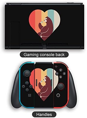 Adesivo de interruptor da preguiça do coração retrô Pretty Pattern Padrão Proteção de pele completa para Nintendo Switch para Switch