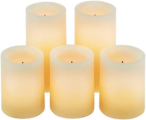 Candle Impressions Ombre Design Pillar Real Cera Velas sem chamas com Timer Auto -Timer - Conjunto de 5 - Buttercream