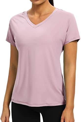 Camisetas de exercícios de Heathyoga para Women V Camisetas para Mulheres para Mulheres Open Women Feminina Tops de camisetas atléticas