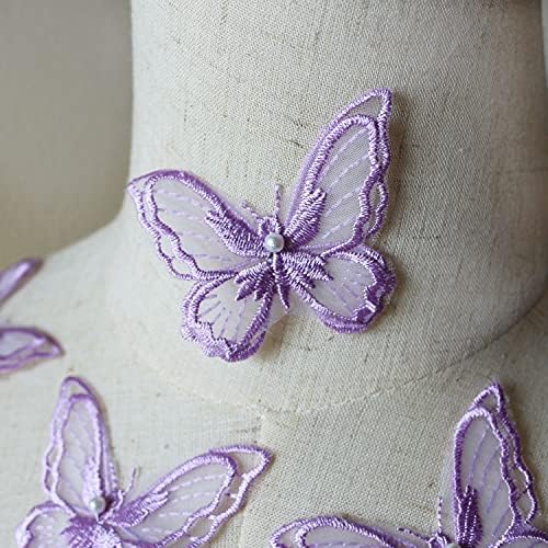 10pcs Butterfly Lace Applique Organza Bordado de bordado dupla camadas de borboleta Costura para projetos de artesanato…