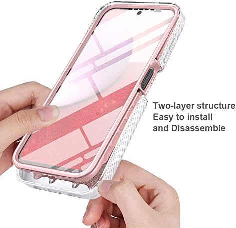 TJS Compatível para o caso Samsung Galaxy A14 5G, com [protetor de tela embutido], Glitter Bling Bote Girls Women Women Design Hybrid