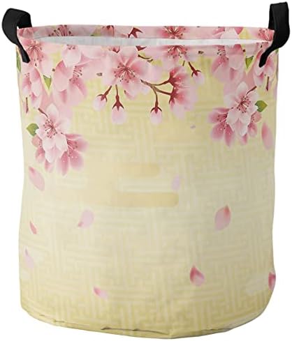 Cherry Blossom Grande cesta de lavanderia, bolsa dobrável com alças, cesto de livre -de -flagrante da primavera asiática