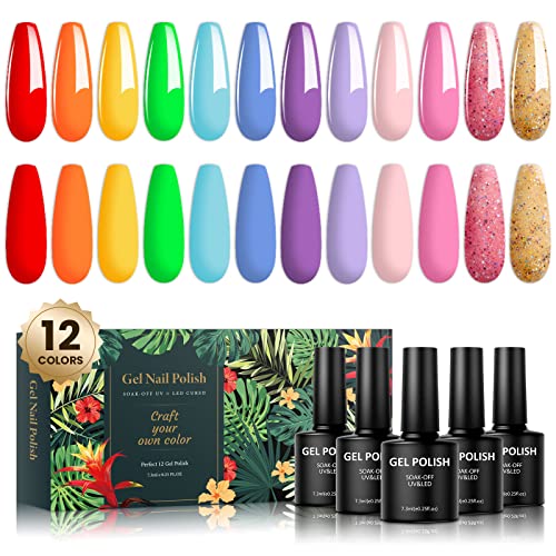 Cick 12 Cores Rainbow Summer Gel Achanet Kit, neon, colorido, colorido para mulheres de gel de gel.